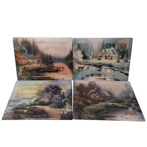 Thomas Kinkade Seasons of Reflection Bradford Exchange Ceramic Plate Set of 4